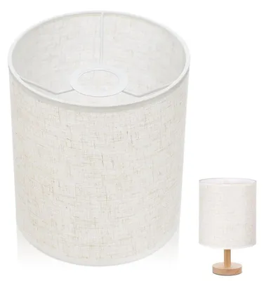 Leinen Lampenschirm zylindrisch Beige 14x14x20 cm