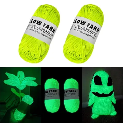 Image de Fil de polyester jaune pour tricot à la main, lumineux, lot de 2