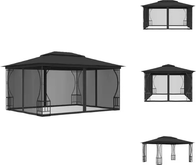 Zdjęcie produktu dla vidaXL Pawilon z siatką 300x400x265 cm antracyt - Pawilony i namioty imprezowe