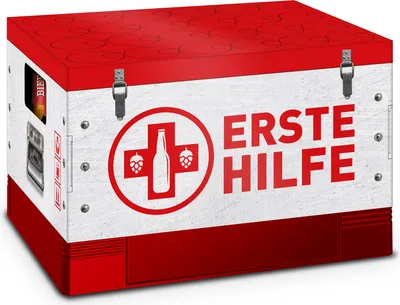 Produktbild von itenga Bierkasten Geschenkverpackung Motiv Erste Hilfe - Hülle zum Aufstecken auf Bierkasten