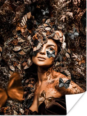 Produktbild von MuchoWow® Poster Schmetterling - Frau - Luxus 90x120 cm - Wohnzimmer