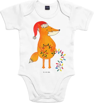 Produktbild von Mr. & Mrs. Panda Strampler Fuchs Weihnachten 1. - 3. Monat - Heather Grey - Geschenk, body kurzarm, strampelanzug, Heiligabend, Weihnachtsmann, babyanzug, Winter, Baby