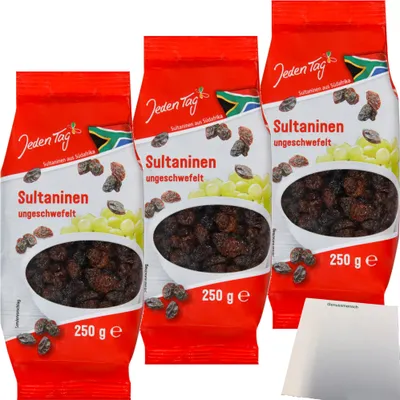 Produktbild von Jeden Tag Sultaninen 3er Pack (3x250g Packung) + usy Block