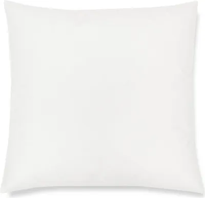 A plain white pillow on a white background.