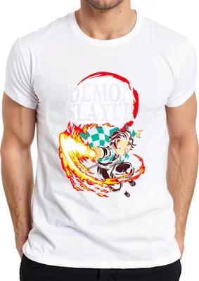 Immagine prodotto di Maglietta da uomo dell'anime Demon Slayer Tanjiro Kamado Hinokami Kagura, bianco, XL