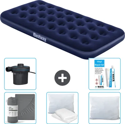 Obrázek produktu pro Bestway nafukovací matrace - pro 1 osobu - 99 x 188 x 22 cm - modrá - včetně příslušenství