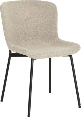 Image de HowHomely SABLE Chaise Tissu Bouclé Cappucino - Design moderne, Confortable, Pieds en métal noir