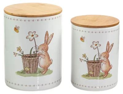Produktbild von Küchenbehälter aus Keramik CHARMY, Hasenmuster, 2er-Set