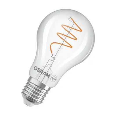 Produktbild von OSRAM Vintage 1906 Classic to ciepłobiała lampa LED ze spiralnym żarnikiem w klasycznym kształcie żarówki. Oferuje 3,4 W przy 470 lm, oprawka E27, przezroczyste szkło, średnica 60 mm, 2700 K.