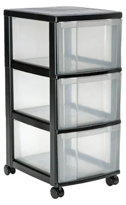 Immagine prodotto di Armadio Iris in plastica con rotelle - 3 cassetti 15L - nero trasparente