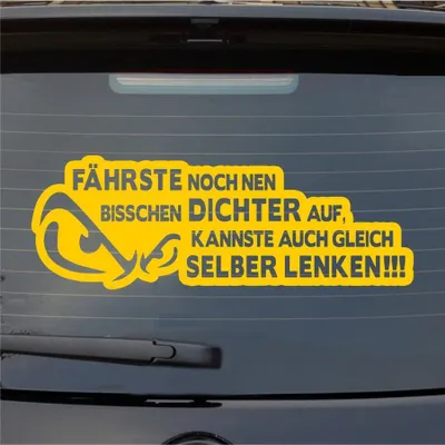 Produktbild von Heckscheibenaufkleber Fährste noch DICHTER auf kannste gleich selber lenken 55x19 cm Gelb Auto Aufkleber Sticker