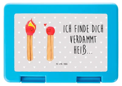 Produktbild von Mr. & Mrs. Panda Snackbox Streichhölzer - Grau Pastell - Geschenk, Vorratsbehälter, Bento Box, Freundin, Lunchbox, Liebesbeweis, Vorratsdose, Bentobox, Liebesgeschenk