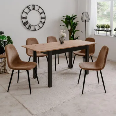 Immagine prodotto di Tavolo rettangolare allungabile rovere e nero Coburg120 120x70x76,5