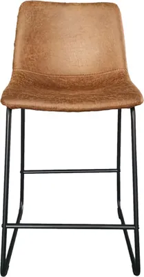 Immagine prodotto di Sedia da bancone MANCO –Poliuretanocognac – Gambe in metallo – Altezza 93 cm – Stile vintage