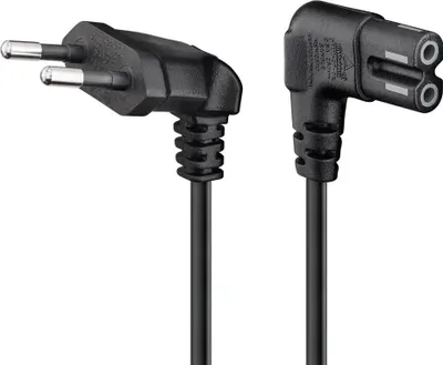 Produktbild von Goobay Euro Anschlusskabel beidseitig abgewinkelt, 1 m, Schwarz, 1 m - Eurostecker (Typ C, CEE 7/16) > Gerätebuchse C7
