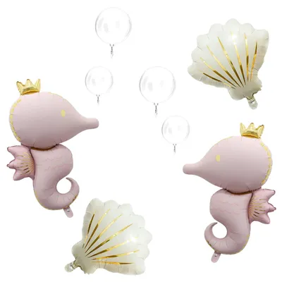 8-teiliges Unterwasser-Ballonset, Seepferdchen, Muscheln, Bubble-Ballons
