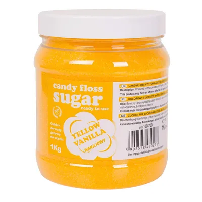 Obrázek produktu pro Barevná cukrová vata, žlutá, vanilková příchuť, 1 kg