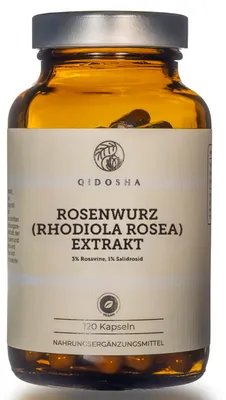 Produktbild von QIDOSHA Rosenwurz Rhodiola Rosea Extrakt Kapseln, 500 mg je Kapsel, 120 Kapseln
