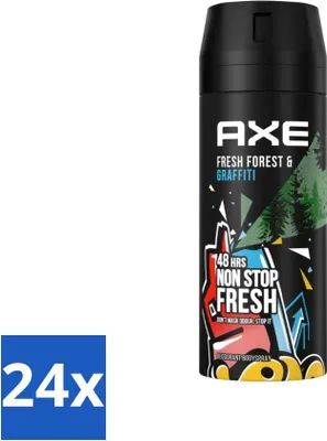 Productafbeelding van Ax - Deodorant bodyspray - 48 uur frisheid - Frisse bosgeur & Graffiti - 150 ml - Voordeelverpakking - 24 stuks