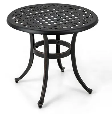 Produktbild von Runder Terrassentisch aus Aluminiumguss (60 cm Durchmesser) mit verstellbaren Füßen