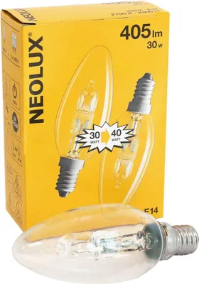Produktbild von Neolux Halogen-Lampe, Classic B, E14-Sockel, Dimmbar, 30 Watt - Ersatz für 40 Watt, Warmweiß - 2700K, 2er-Pack