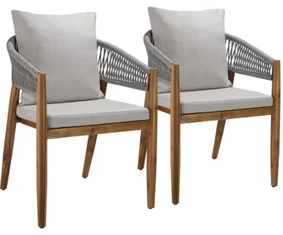 Image de Chaise de jardin MANACOR au design corde - grège, Lot de 2