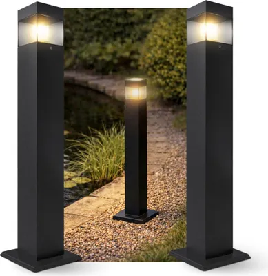 Produktbild von SSC-LUXon 2x RABELA Wegeleuchte Außen schwarz IP44 - inkl. LED G9 warmweiß 3W - Design Sockelleuchte Pollerleuchte für Garten & Terasse