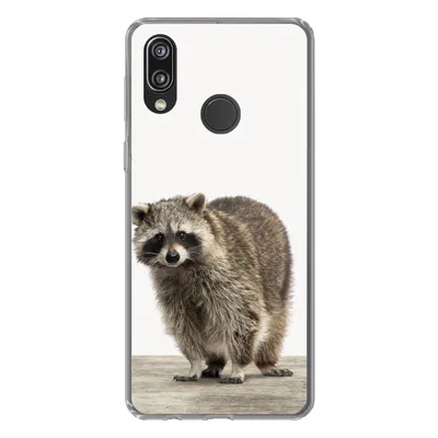 Produktbild von MuchoWow® Handyhülle Schutzhülle Hülle für Huawei P20 Lite (2020) Waschbär - Tiere - weißer Hintergrund - Jungen - Mädchen - Kinder Silikon Softcase Handy Hülle - Kartenhalter