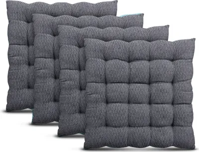 Produktbild von Stuhlkissen 40x40cm ( Grau ) - 4er Pack - Hochwertiges Sitzkissen Atmungsaktiv Indoor & Outdoor - Baumwolle  für Gartenstuhl Küche Esszimmer
