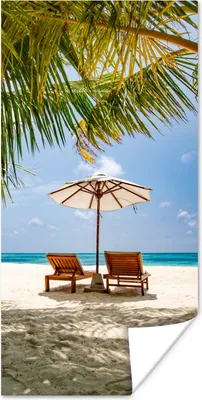 Produktbild von MuchoWow® Poster Strand - Strandkorb - Sonnenschirm 20x40 cm - Plakat - Foto