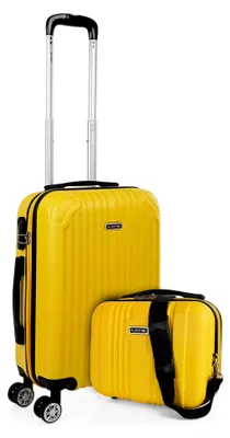 Produktbild von Trolley Handgepäck Cabin Trolley Koffer Reisekoffer Hartschalenkoffer mit Zahlenschloss - Kabinengepäckgröße 55x40x20, Gelb