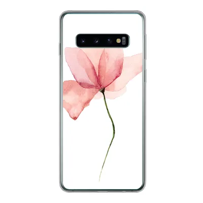 Produktbild von MuchoWow® Handyhülle Schutzhülle Hülle für Samsung Galaxy S10 Blumen - Aquarell - Rosa Silikon Softcase Handy Hülle - Handytasche