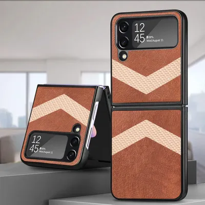 Produktbild von Für Samsung Galaxy Z Flip4 5G Kunstleder / V-Muster Handy Tasche Etuis Hülle Neu