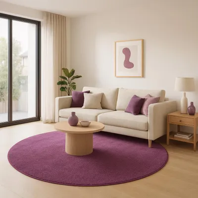 Produktbild von Velours Teppich Joy Lila Rund, Größe:160 cm Rund