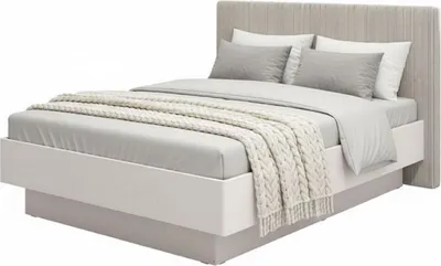 Image de Ragogna - Lit double, gris taupe, tête de lit rembourrée effet velours