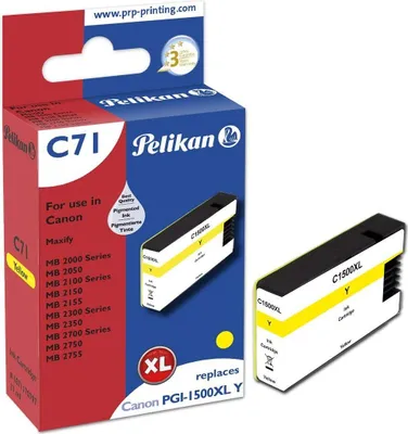 Zdjęcie produktu dla Pelikan Printing 1071170797 Pelikan Tinte 1071170797 ersetzt Canon PGI-1500XL, gelb