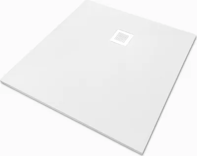 Produktbild von Veroni Duschwanne aus Kompositstein mit Schiefer-Muster flach (TxBxH) 90 x 90 x 3 cm Weiß