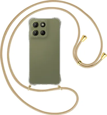 Produktbild von Handykette Backcover-Schutzhülle mit Band (Metall goldfarben) für Motorola Moto G15 - caramel