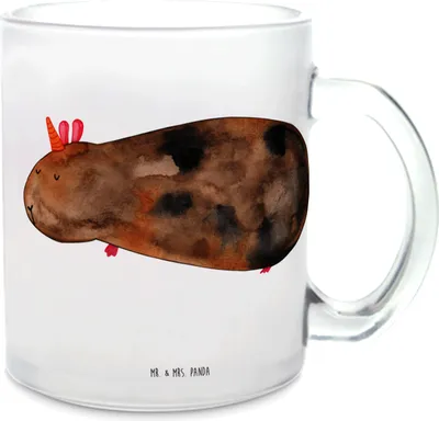 Produktbild von Mr. & Mrs. Panda Teeglas Einhorn Meerschweinchen - Transparent - Geschenk, Teetasse Glas, Unicorn, Tee Tasse, Meerschwein, Haferl, Meerhörnchen, Einhörner, Trinkglas
