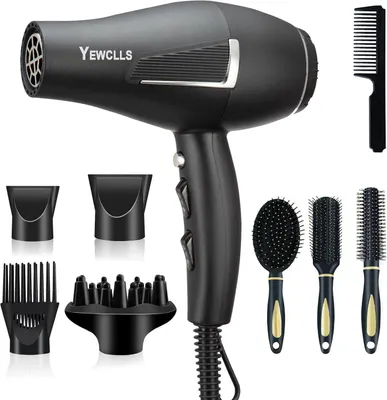 Produktbild von Föhn Ionen Fön Schnelles Trocknen Salon 2100W professioneller Haartrockner 2 Geschwindigkeit 3 Wärmeeinstellungen 2 Konzentrator 4 Kämmen 1 Diffusor