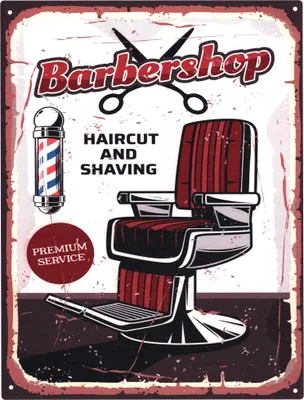 Image de Moritz Deko Plaque en tôle Coiffeur Barbershop Premium Service Plaque métallique rétro design vintage pour décoration Décoration murale