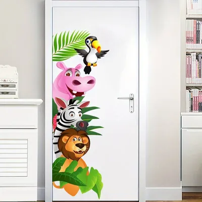 Produktbild von GKA Kinder Türaufkleber Afrika GK15 Tiere Wandsticker Kinderzimmer Wandtattoo 90 cm Aufkleber für Tür Wand Schrank