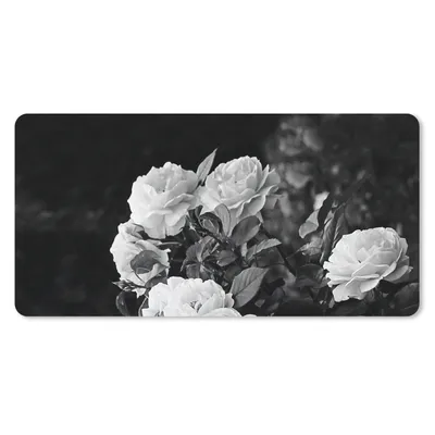 Produktbild von MuchoWow® Mauspad Mousepad Blumen - Schwarz und Weiß - Natur - Pflanzen - Rosen 60x30 cm - Mousepads - Maus Mat - Pad - Mausunterlage - Nachhaltig