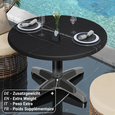 Produktbild von WBC | Jamaika Loungetisch | Ø:H 70 x 40 cm | Schwarz Marmor / Schwarz | Zusatzgewicht | Bistro Loungetisch Gastro Tisch