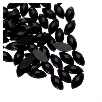 Produktbild von 50 Stück Navette-Strasssteine Schwarz, 15 x 7mm, Glitzersteine zum Basteln und Rhinestones, für DIY Basteln, Perlen, Hochzeit Party