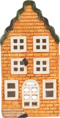 Immagine prodotto di Clayre & Eef Portacandele House 9x10x19 cm in Vetroceramica arancione
