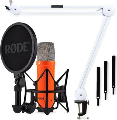Zdjęcie produktu dla Mikrofon Rode NT1 Signature Orange z ramieniem przegubowym biały
