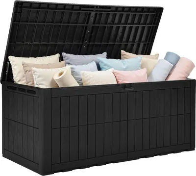 Produktbild von Gartenbox Auflagenbox, 833 L Aufbewahrungsbox mit Gasdruckfeder Deckel, Kissenbox Wetterfest, Schwarz