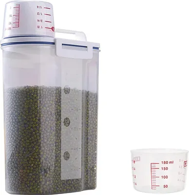 Produktbild von 2-Liter-Vorratsdosen, Tierfutterbehälter, luftdichter Lebensmittelbehälter mit Deckel und Messbecher, 2-kg-Getreidebehälter