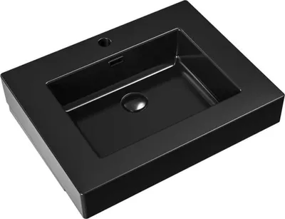 Produktbild von BELVIT Aufsatzwaschbecken 60 cm Mattschwarz Mineralguss mit Überlauf